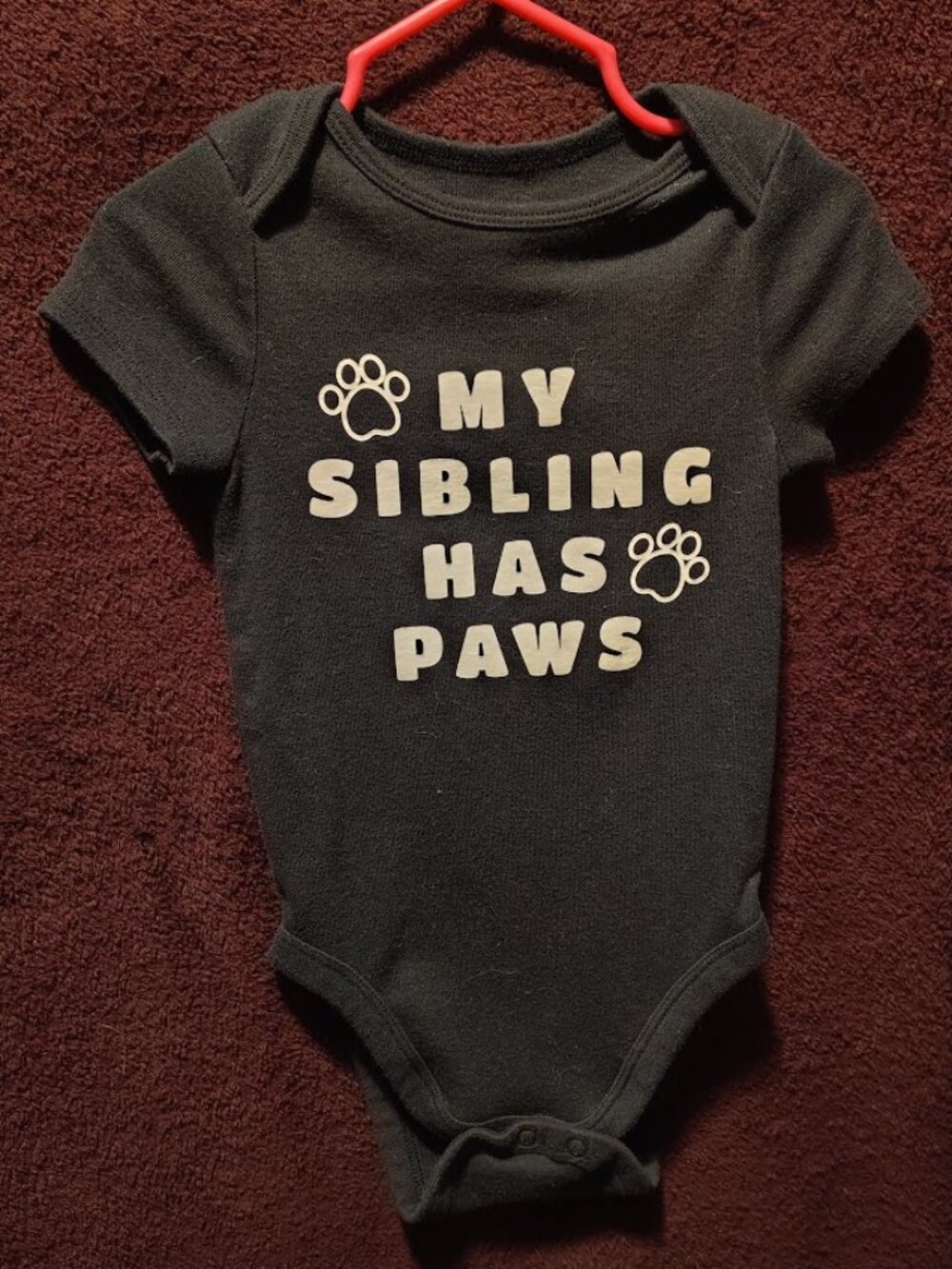Infant/Toddlers 'Jumping Beans' Onesie "My Sibling Has Paws" size 24 Months